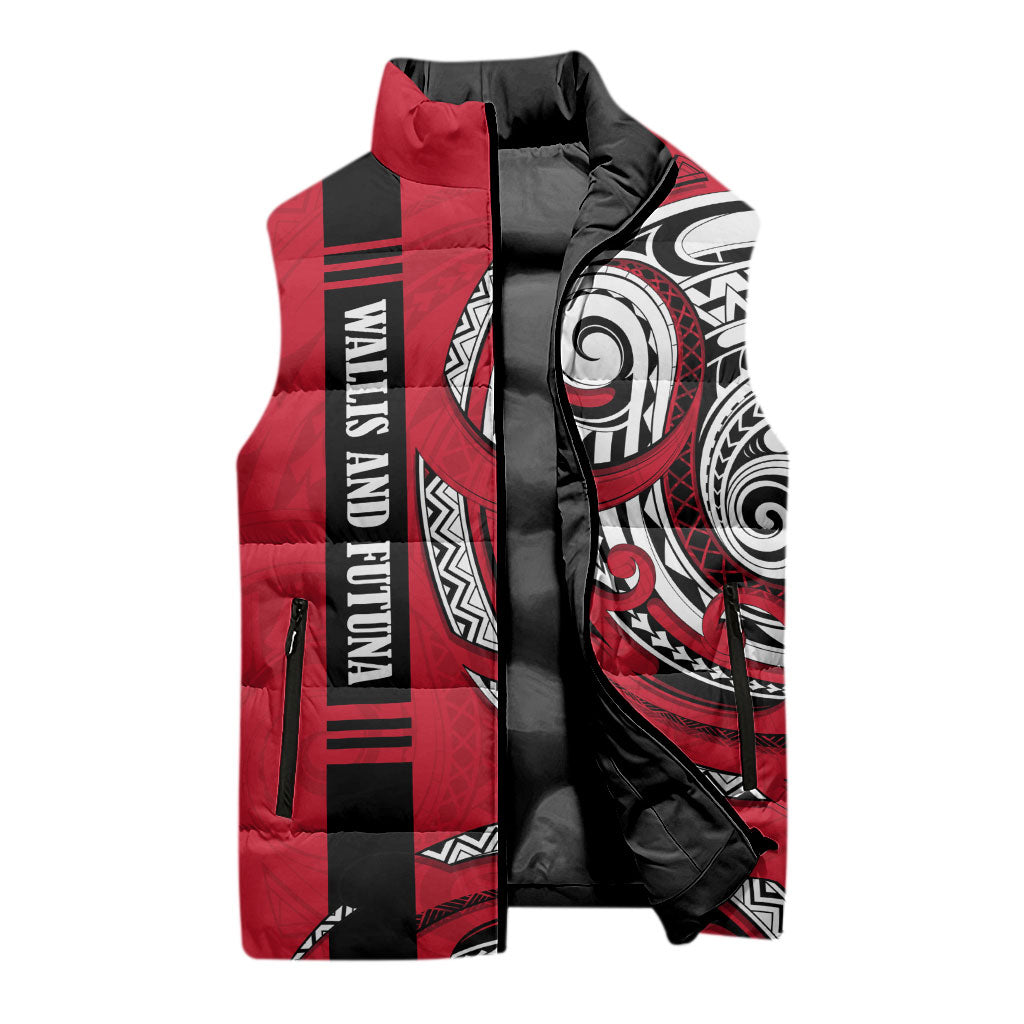 Wallis And Futuna Sleeveless Puffer Jacket Tribal Polynesian Tattoo Flag Motif