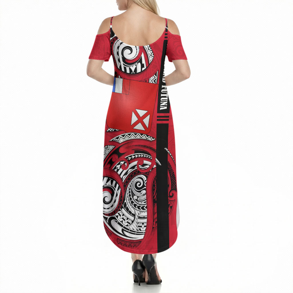 Wallis And Futuna Summer Maxi Dress Tribal Polynesian Tattoo Flag Motif