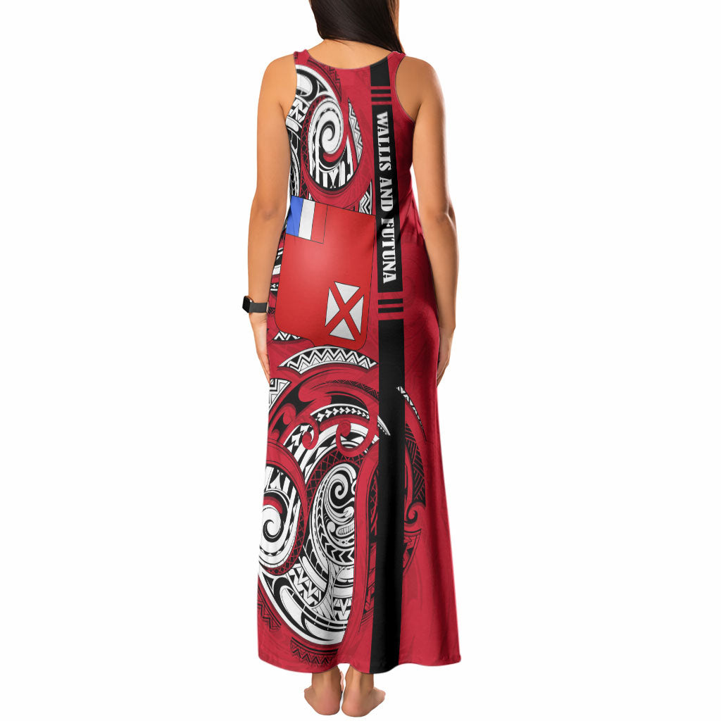 Wallis And Futuna Tank Maxi Dress Tribal Polynesian Tattoo Flag Motif