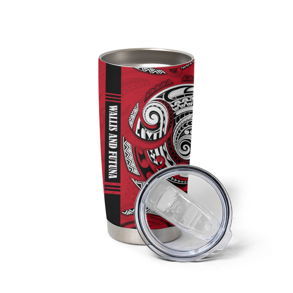 Wallis And Futuna Tumbler Cup Tribal Polynesian Tattoo Flag Motif