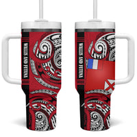 Wallis And Futuna Tumbler With Handle Tribal Polynesian Tattoo Flag Motif