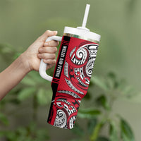 Wallis And Futuna Tumbler With Handle Tribal Polynesian Tattoo Flag Motif