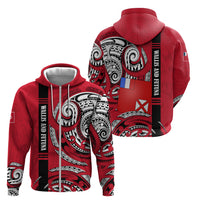 Wallis And Futuna Zip Hoodie Tribal Polynesian Tattoo Flag Motif