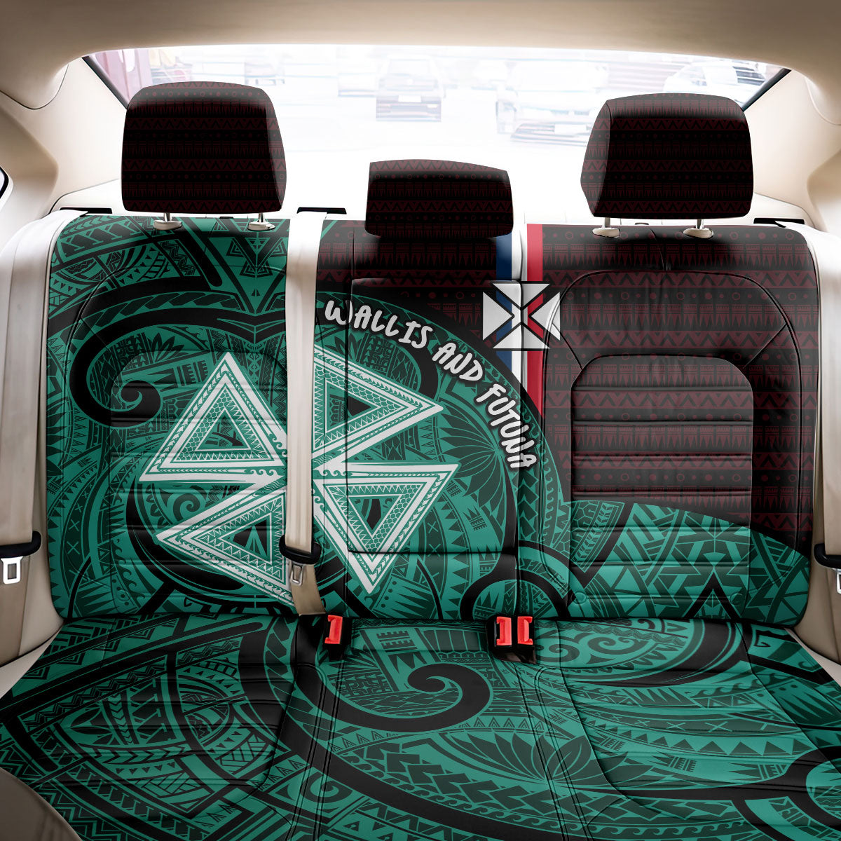 Wallis And Futuna Back Car Seat Cover Tribal Polynesian Tattoo Heritage Cross Flag