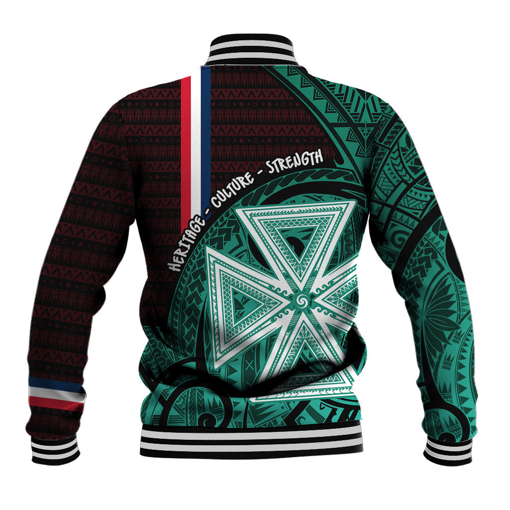 Wallis And Futuna Baseball Jacket Tribal Polynesian Tattoo Heritage Cross Flag