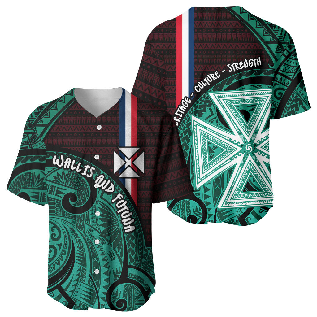 Wallis And Futuna Baseball Jersey Tribal Polynesian Tattoo Heritage Cross Flag