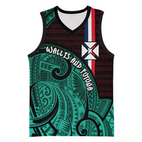 Wallis And Futuna Basketball Jersey Tribal Polynesian Tattoo Heritage Cross Flag