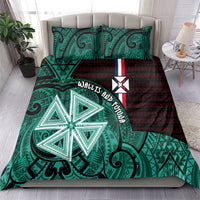 Wallis And Futuna Bedding Set Tribal Polynesian Tattoo Heritage Cross Flag