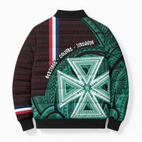 Wallis And Futuna Bomber Puffer Jacket Tribal Polynesian Tattoo Heritage Cross Flag