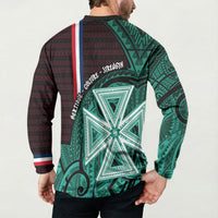 Wallis And Futuna Button Sweatshirt Tribal Polynesian Tattoo Heritage Cross Flag
