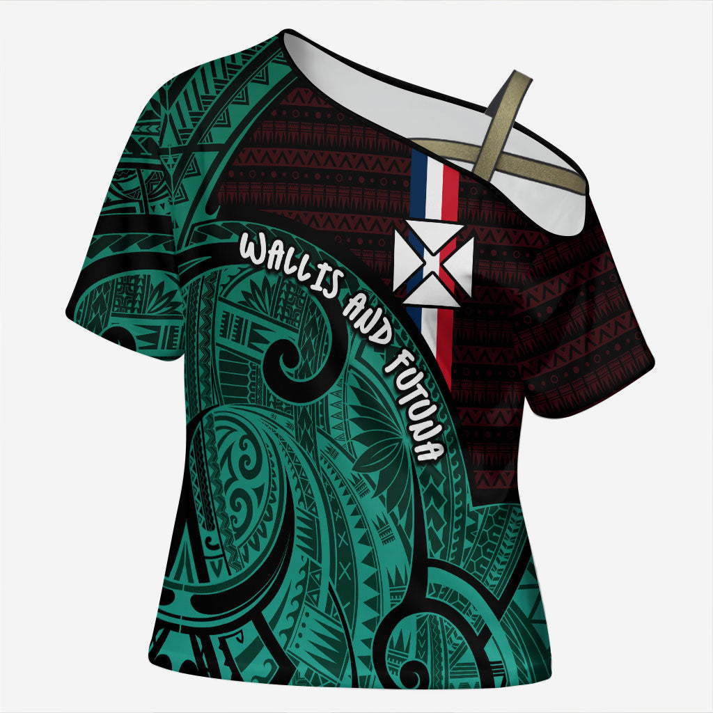 Wallis And Futuna Cross Shoulder Shirt Tribal Polynesian Tattoo Heritage Cross Flag