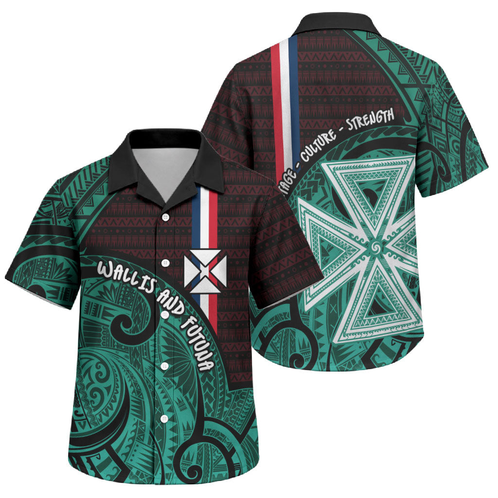 Wallis And Futuna Family Matching Off Shoulder Maxi Dress and Hawaiian Shirt Tribal Polynesian Tattoo Heritage Cross Flag