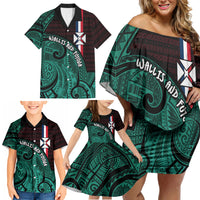 Wallis And Futuna Family Matching Off Shoulder Short Dress and Hawaiian Shirt Tribal Polynesian Tattoo Heritage Cross Flag