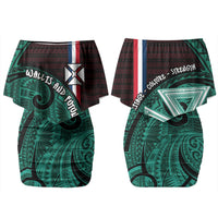 Wallis And Futuna Family Matching Off Shoulder Short Dress and Hawaiian Shirt Tribal Polynesian Tattoo Heritage Cross Flag