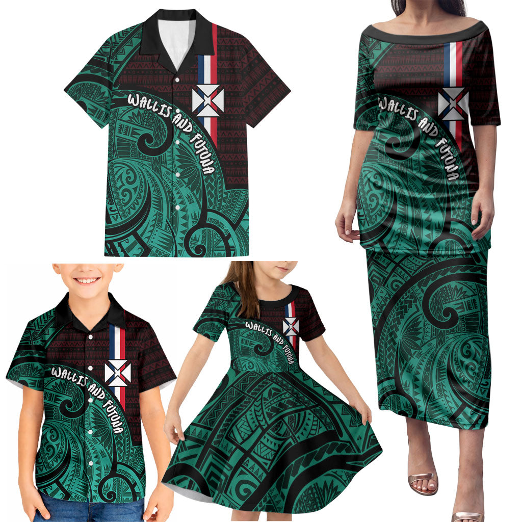 Wallis And Futuna Family Matching Puletasi and Hawaiian Shirt Tribal Polynesian Tattoo Heritage Cross Flag TS04 - Polynesian Pride