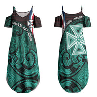 Wallis And Futuna Family Matching Summer Maxi Dress and Hawaiian Shirt Tribal Polynesian Tattoo Heritage Cross Flag