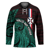 Wallis And Futuna Hockey Jersey Tribal Polynesian Tattoo Heritage Cross Flag