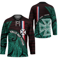 Wallis And Futuna Hockey Jersey Tribal Polynesian Tattoo Heritage Cross Flag