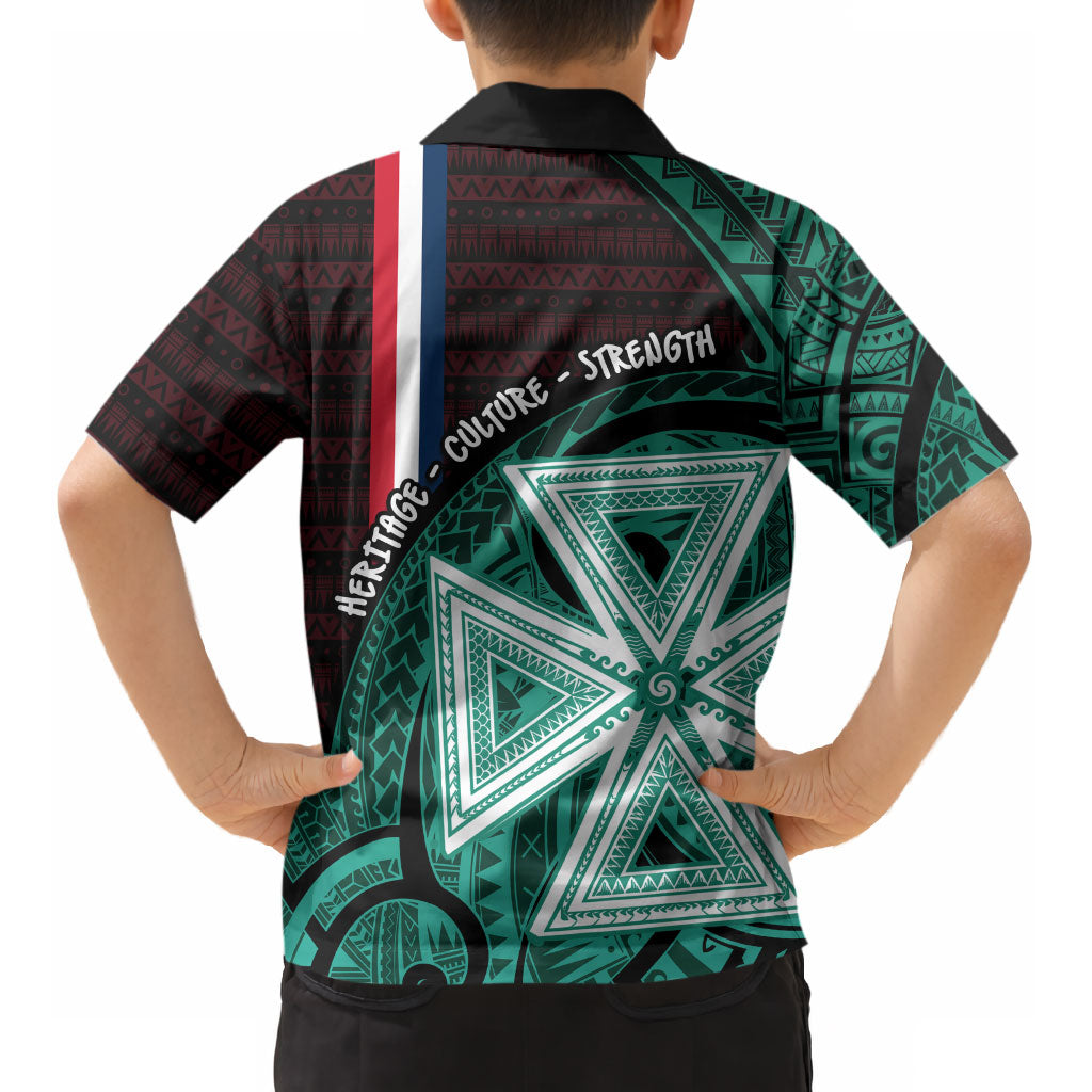 Wallis And Futuna Kid Hawaiian Shirt Tribal Polynesian Tattoo Heritage Cross Flag