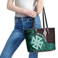Wallis And Futuna Leather Tote Bag Tribal Polynesian Tattoo Heritage Cross Flag