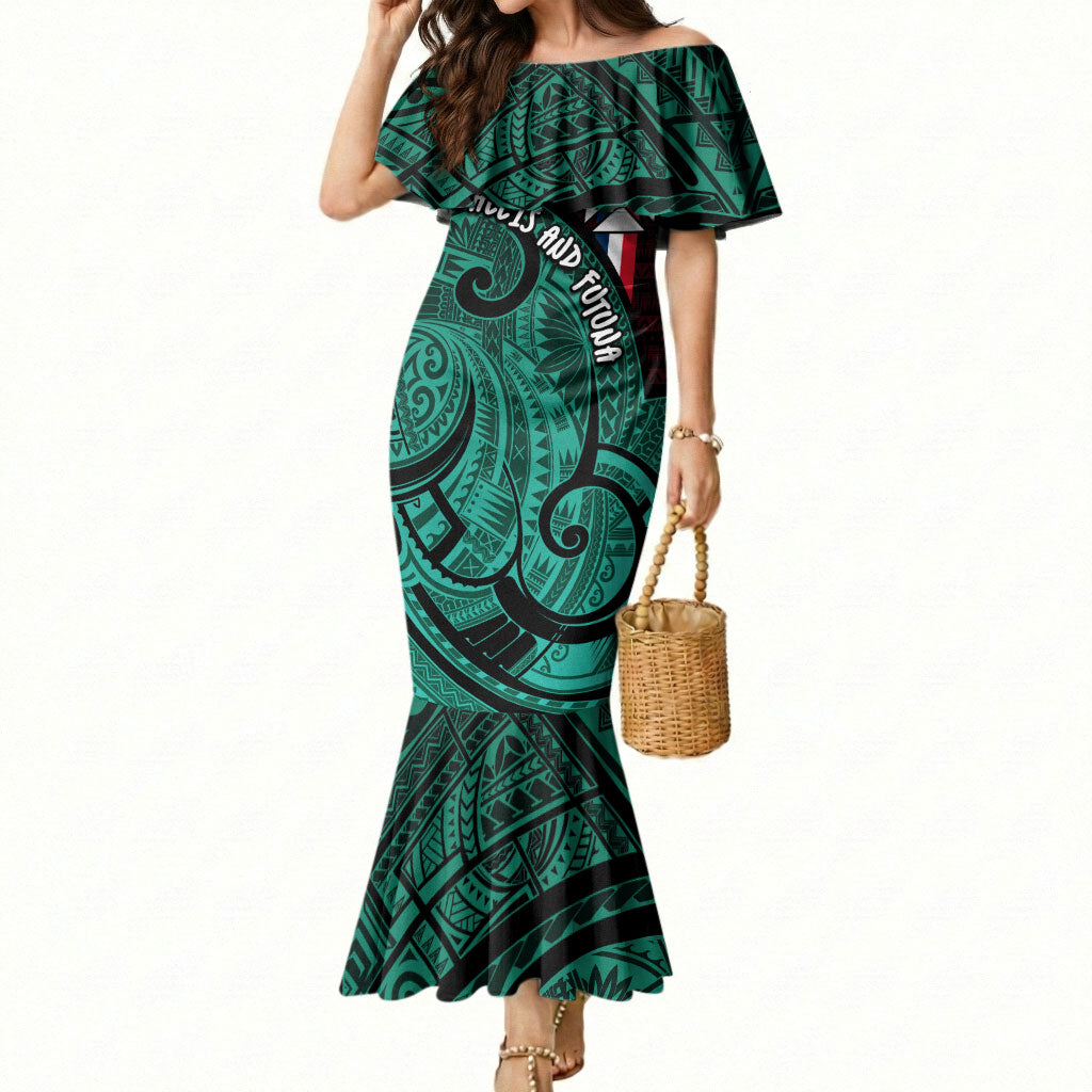 Wallis And Futuna Mermaid Dress Tribal Polynesian Tattoo Heritage Cross Flag