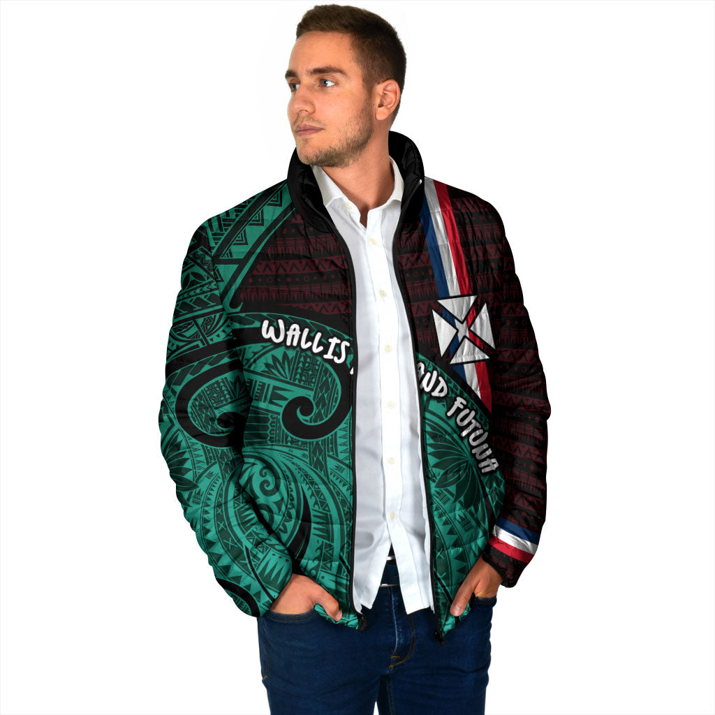 Wallis And Futuna Padded Jacket Tribal Polynesian Tattoo Heritage Cross Flag