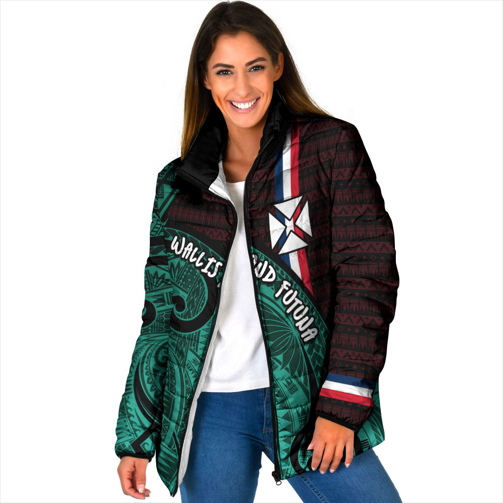 Wallis And Futuna Padded Jacket Tribal Polynesian Tattoo Heritage Cross Flag