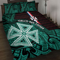 Wallis And Futuna Quilt Bed Set Tribal Polynesian Tattoo Heritage Cross Flag