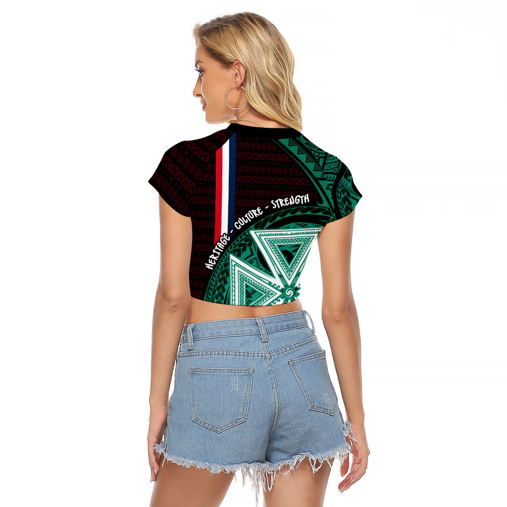 Wallis And Futuna Raglan Cropped T Shirt Tribal Polynesian Tattoo Heritage Cross Flag