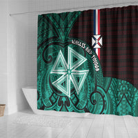 Wallis And Futuna Shower Curtain Tribal Polynesian Tattoo Heritage Cross Flag