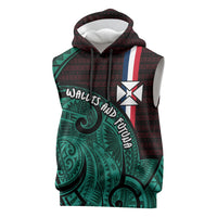 Wallis And Futuna Sleeveless Hoodie Tribal Polynesian Tattoo Heritage Cross Flag