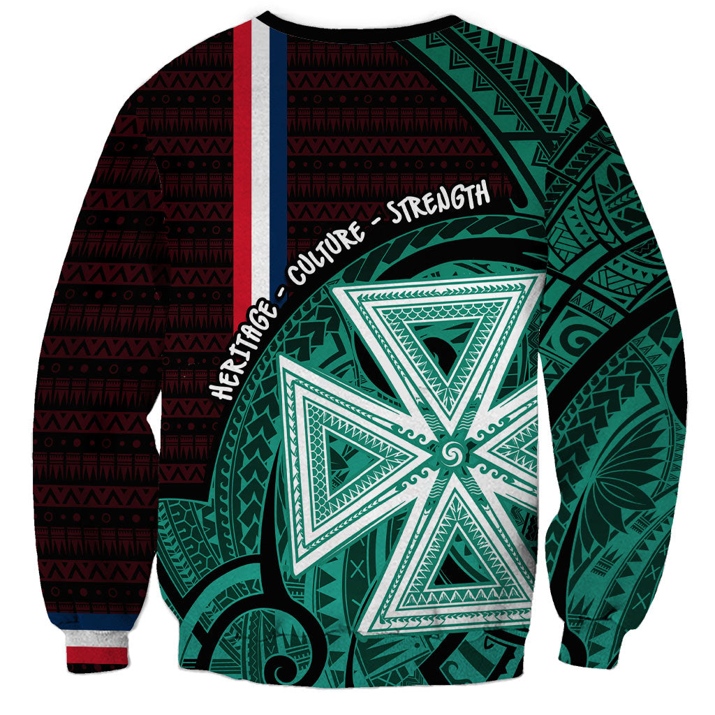 Wallis And Futuna Sweatshirt Tribal Polynesian Tattoo Heritage Cross Flag