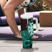 Wallis And Futuna Tumbler With Handle Tribal Polynesian Tattoo Heritage Cross Flag