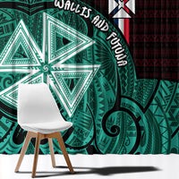 Wallis And Futuna Window Curtain Tribal Polynesian Tattoo Heritage Cross Flag