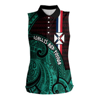 Wallis And Futuna Women Sleeveless Polo Shirt Tribal Polynesian Tattoo Heritage Cross Flag