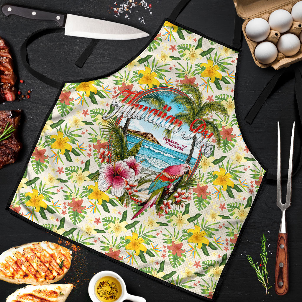 Hawaiian Piko Threads Of Paradise Aloha Apron Tropical Hibiscus Plumeria