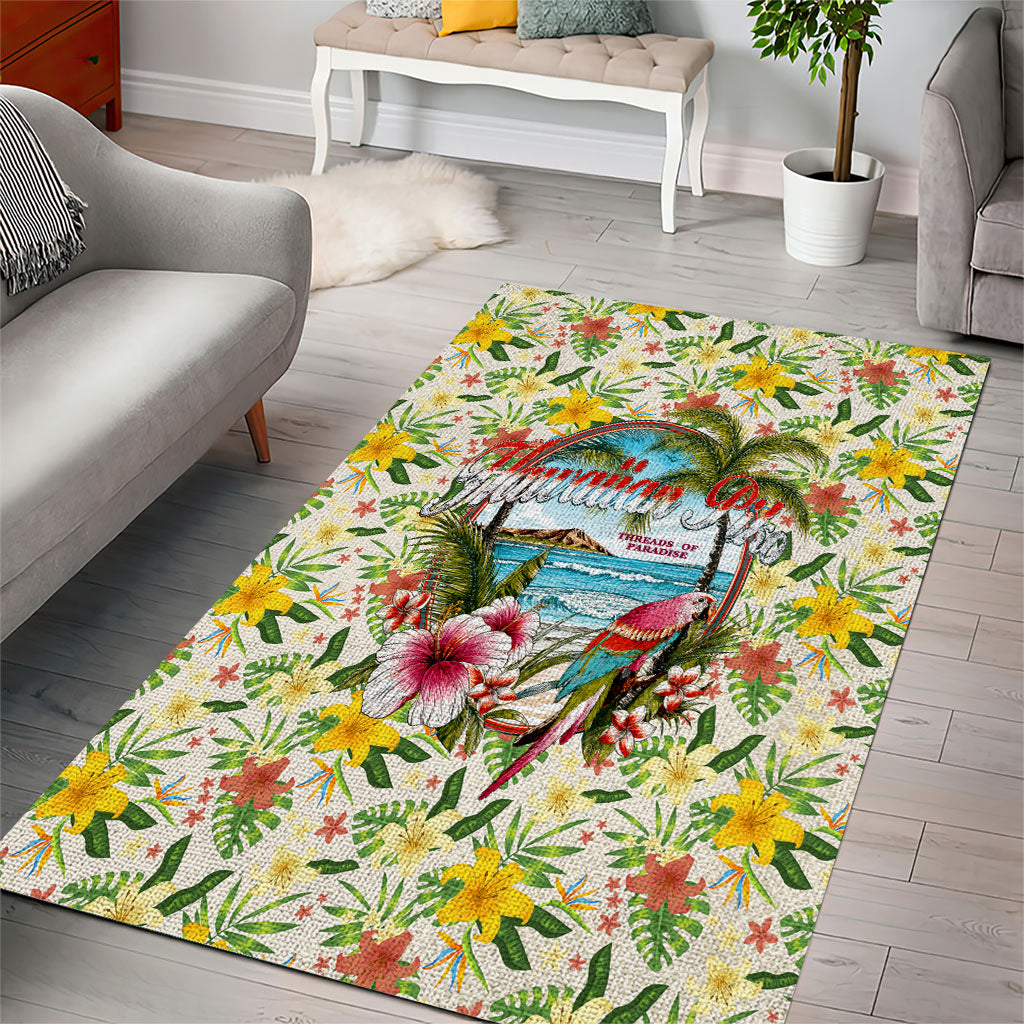 Hawaiian Piko Threads Of Paradise Aloha Area Rug Tropical Hibiscus Plumeria