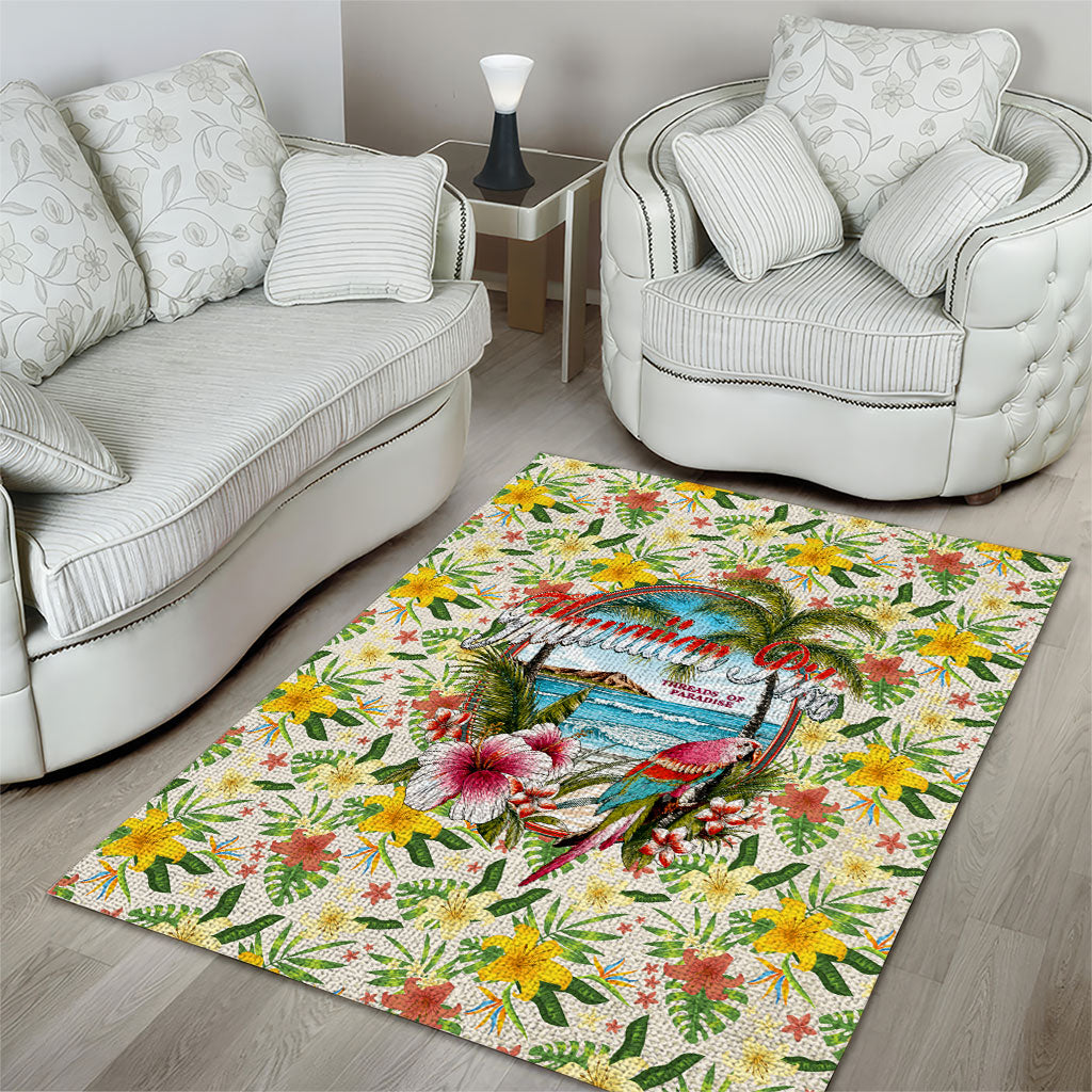 Hawaiian Piko Threads Of Paradise Aloha Area Rug Tropical Hibiscus Plumeria