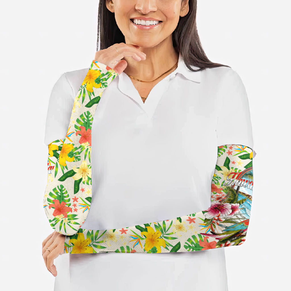 Hawaiian Piko Threads Of Paradise Aloha Arm Sleeves Tropical Hibiscus Plumeria