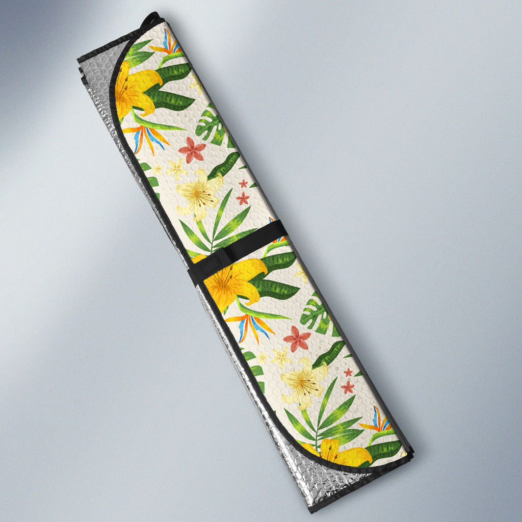 Hawaiian Piko Threads Of Paradise Aloha Auto Sun Shade Tropical Hibiscus Plumeria
