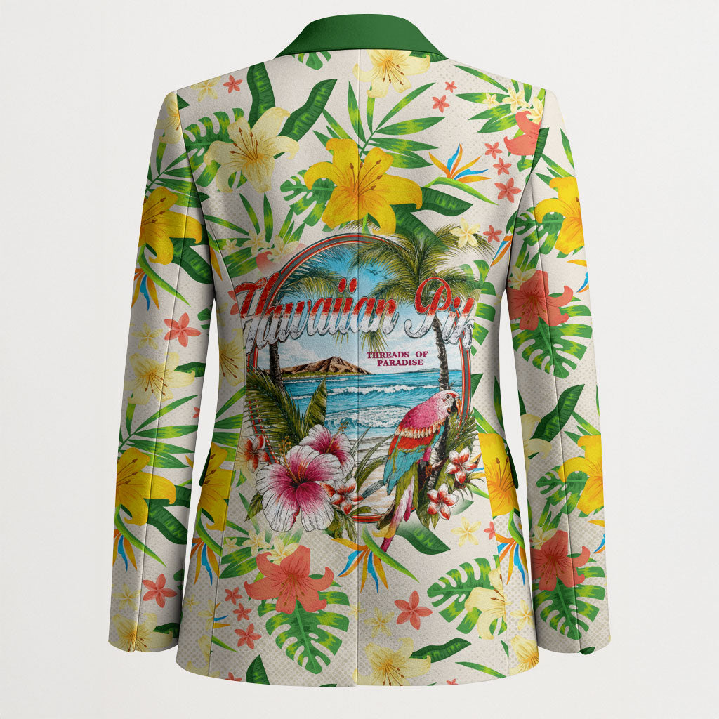 Hawaiian Piko Threads Of Paradise Aloha Blazer Tropical Hibiscus Plumeria
