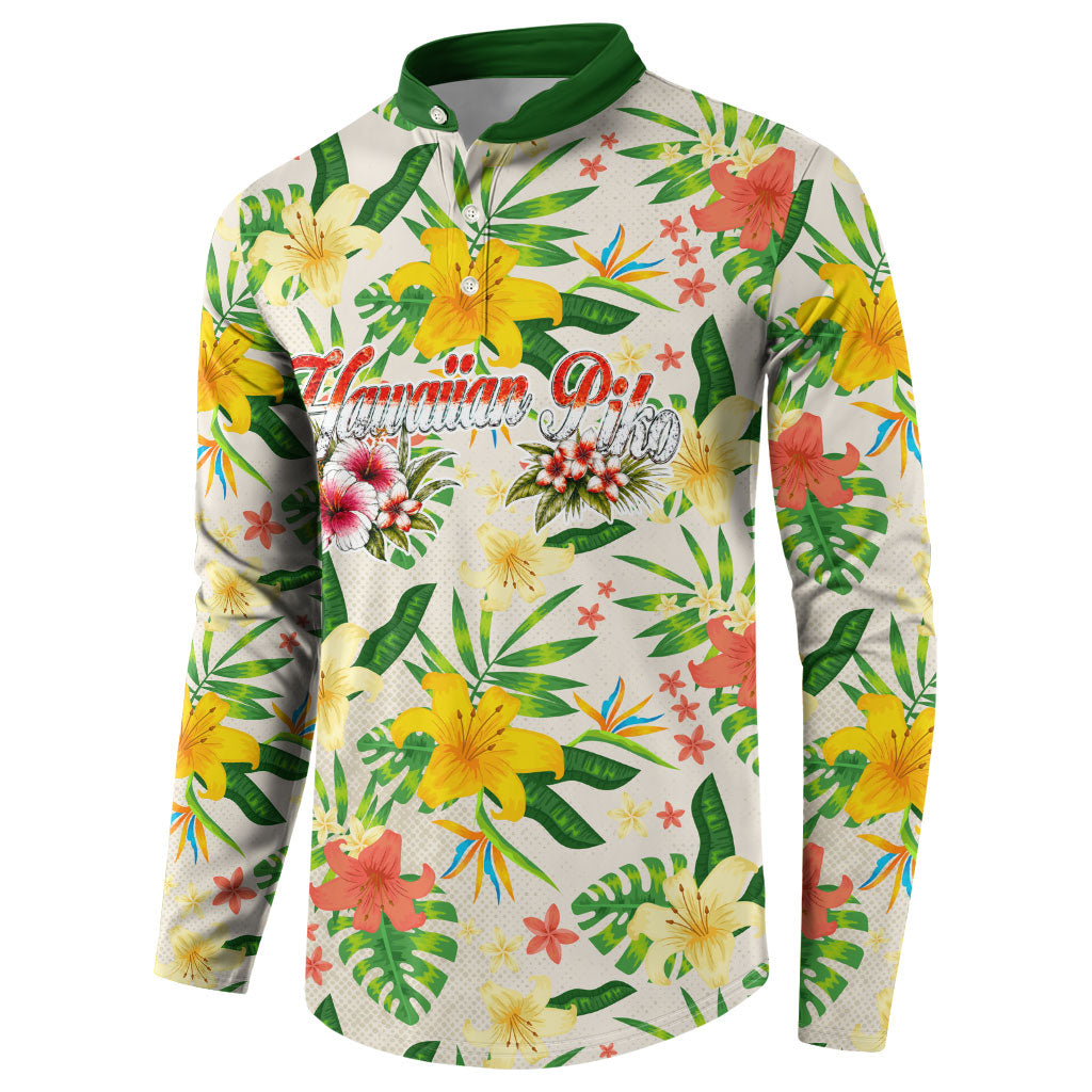 Hawaiian Piko Threads Of Paradise Aloha Button Sweatshirt Tropical Hibiscus Plumeria