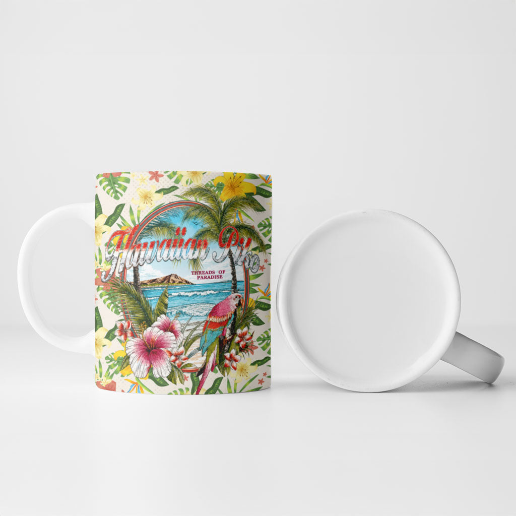 Hawaiian Piko Threads Of Paradise Aloha Ceramic Mug Tropical Hibiscus Plumeria