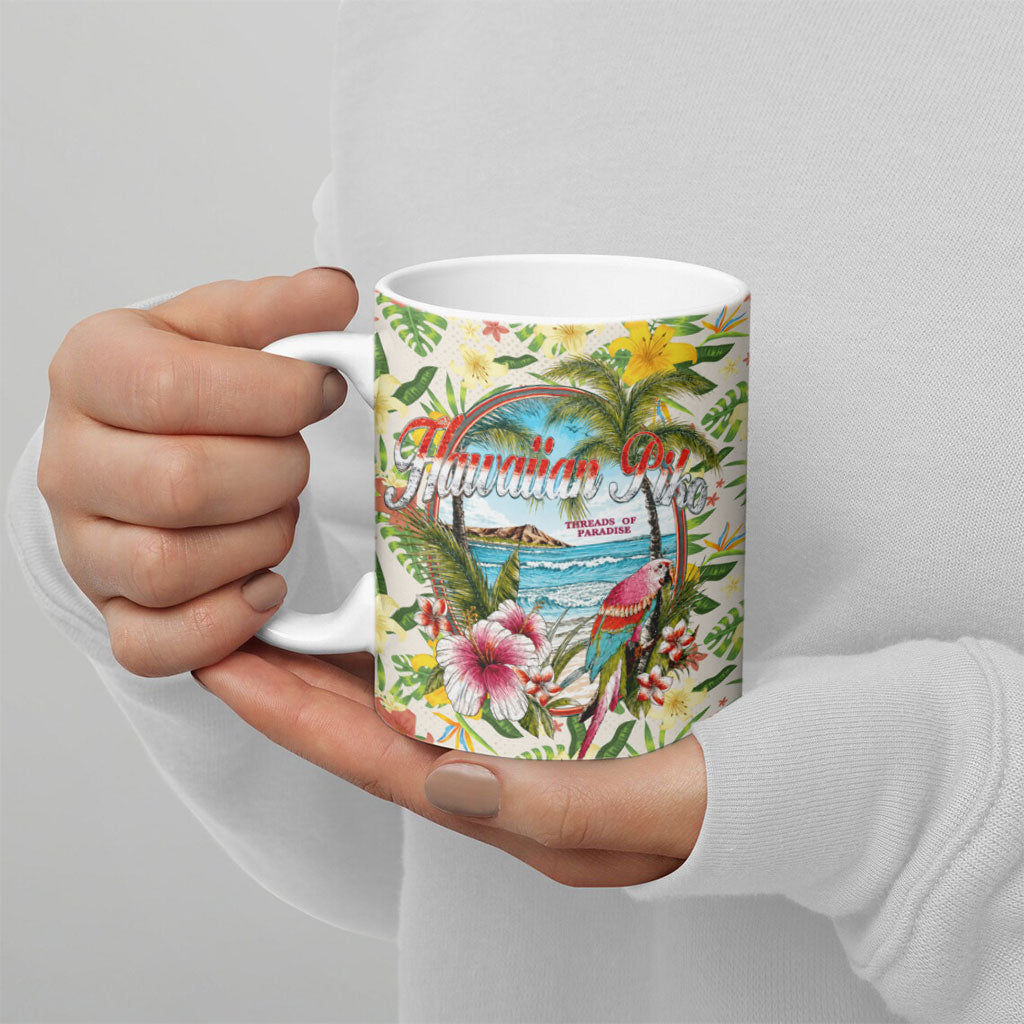 Hawaiian Piko Threads Of Paradise Aloha Ceramic Mug Tropical Hibiscus Plumeria