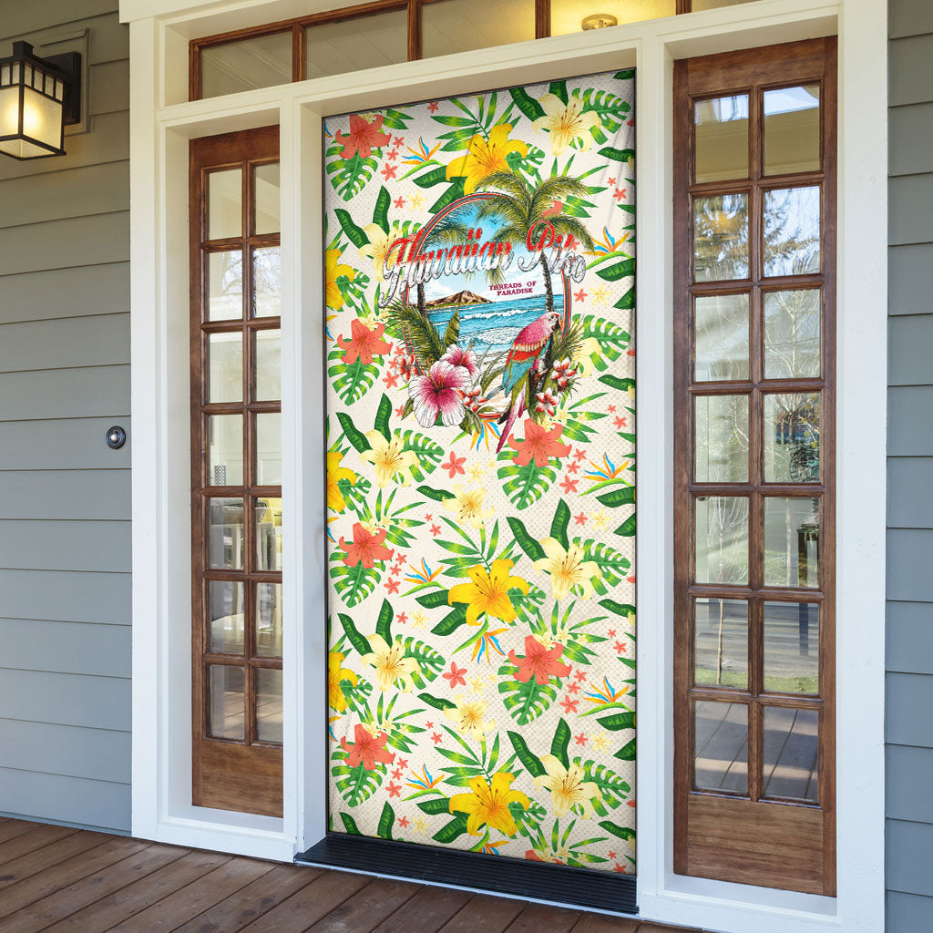 Hawaiian Piko Threads Of Paradise Aloha Door Cover Tropical Hibiscus Plumeria