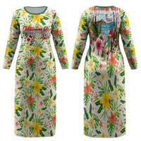 Hawaiian Piko Threads Of Paradise Aloha Family Matching Long Sleeve Bodycon Dress and Hawaiian Shirt Tropical Hibiscus Plumeria