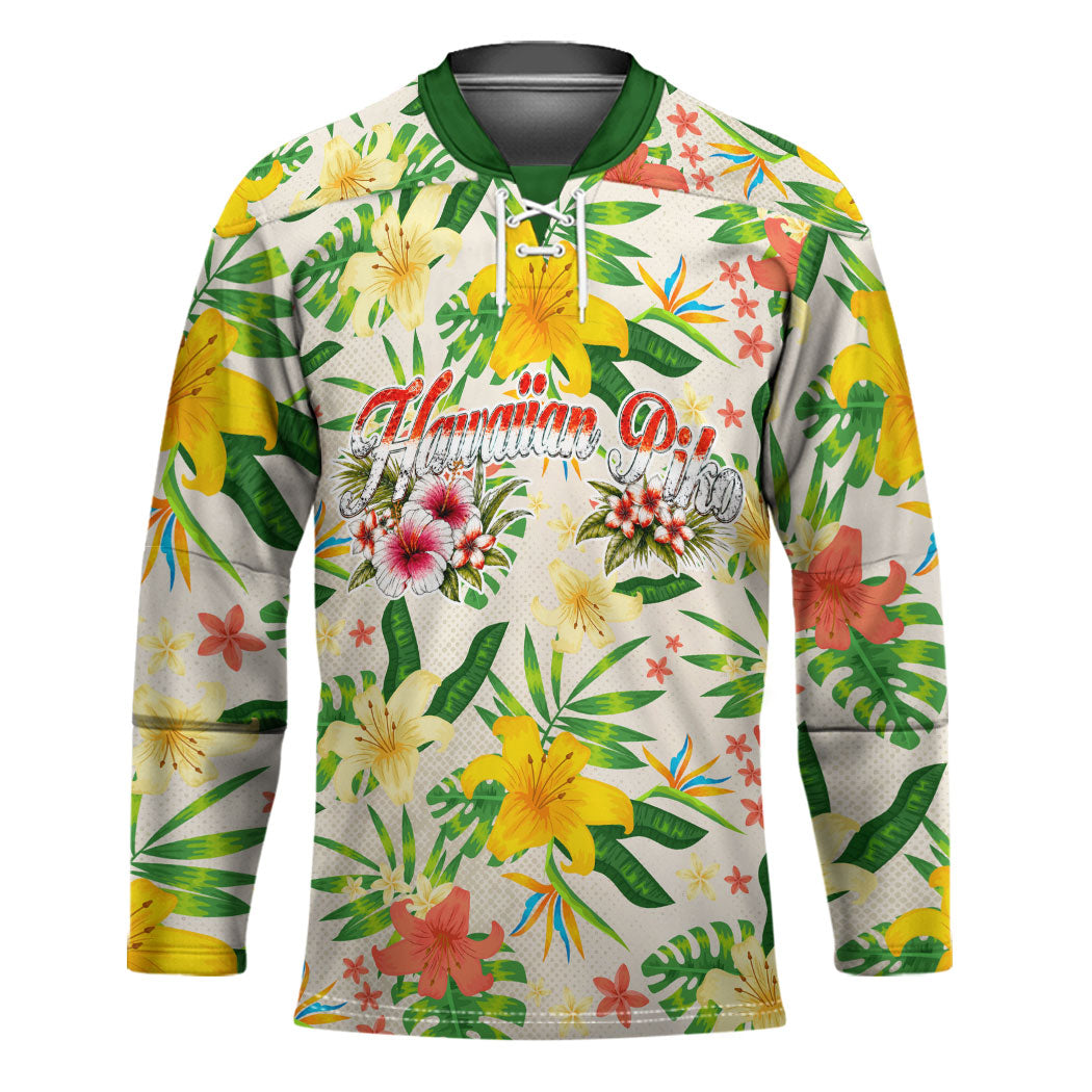 Hawaiian Piko Threads Of Paradise Aloha Hockey Jersey Tropical Hibiscus Plumeria