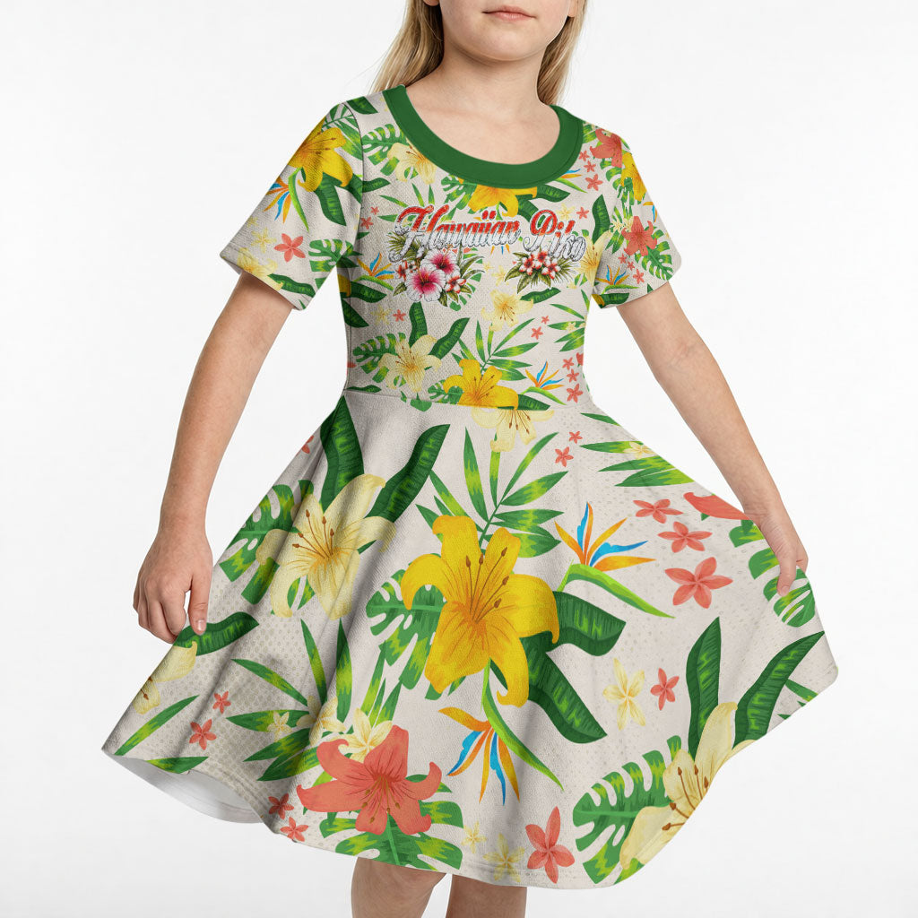 Hawaiian Piko Threads Of Paradise Aloha Kid Short Sleeve Dress Tropical Hibiscus Plumeria