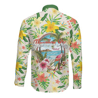 Hawaiian Piko Threads Of Paradise Aloha Long Sleeve Button Shirt Tropical Hibiscus Plumeria