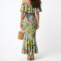 Hawaiian Piko Threads Of Paradise Aloha Mermaid Dress Tropical Hibiscus Plumeria